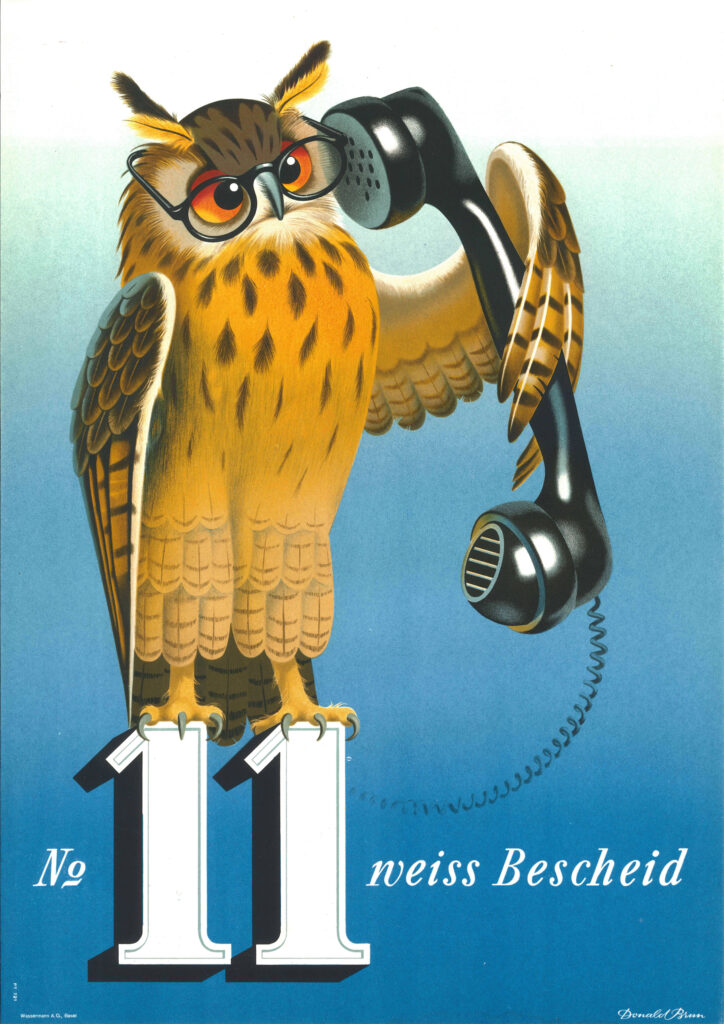 Plakat von Pro Telephon - “N° 11 weiss Bescheid”