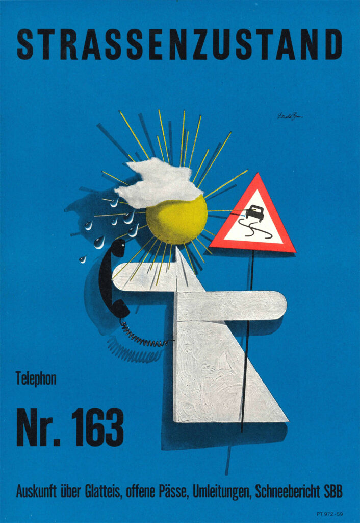 Plakat von Pro Telephon - “Strassenzustand No 163"